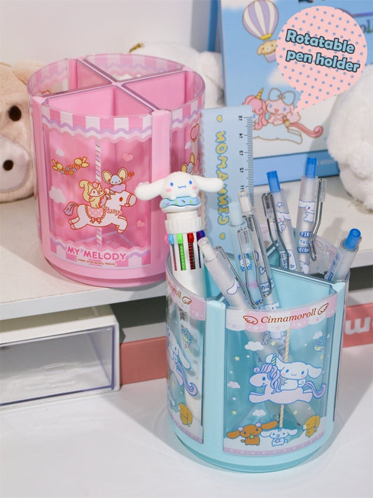 Cinnamoroll/Melody Rotating Desk Organizer with 4 Removable Compartments 360°  Spin Design