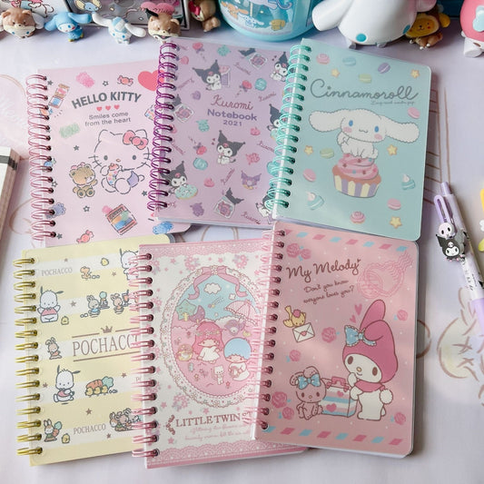 Sanrio A6 Spiral Notebook 60P-Kuromi/Cinna/Melody/Pompom/Pochacco